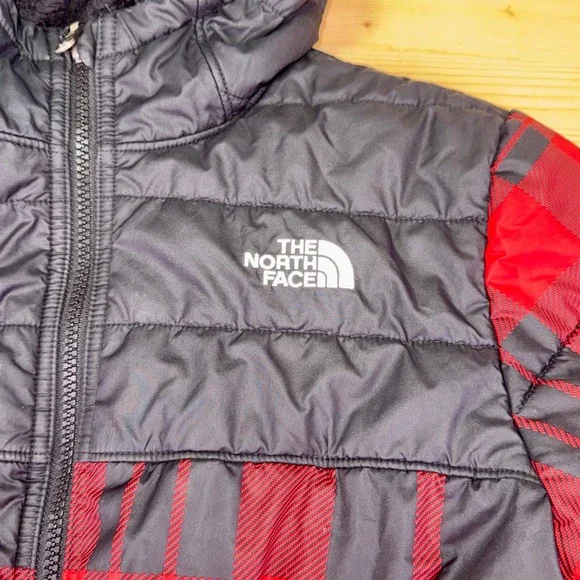 The North‎ Face Boys Reversible Sherpa Fleece Puffer Jacket Size L 14/16 Plaid - Picture 9 of 11